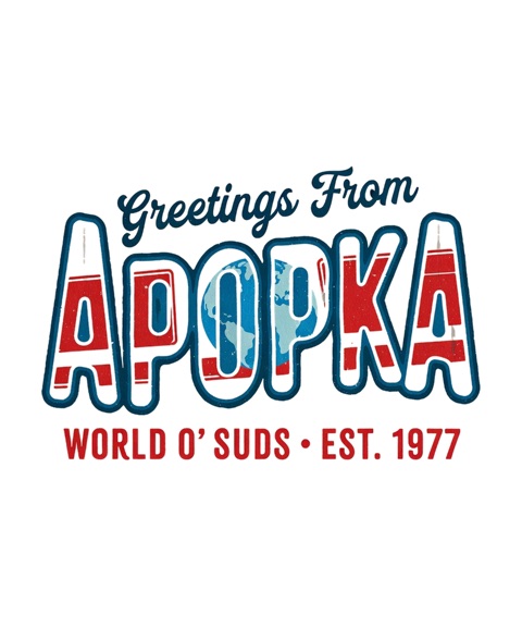 Diseño de camiseta postal retro World O' Suds Greetings From Apopka — World O' Suds Est. 1977 Apopka Florida